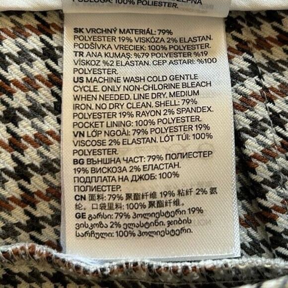 H&M Dress Pants Women's Size 4 Brown/Black Slash Pocket Plaid - Picture 9 of 9